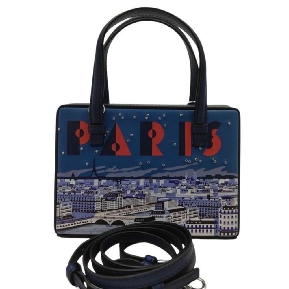 LOEWE Postal Small City Paris Handbag 309.31.W85 Blue Leather Women's
